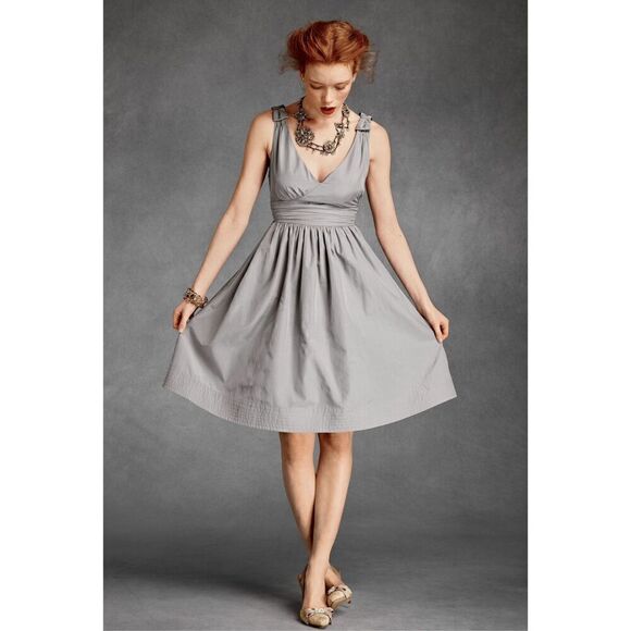 Anthropologie Hitherto Gray Silk Blend Fit & Flare Sleeveless Party Dress w/3 Pe - Picture 1 of 9